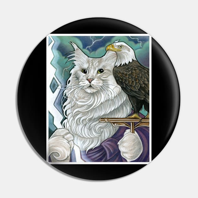 Cat Zeus - White Outlined Version Pin by Nat Ewert Art