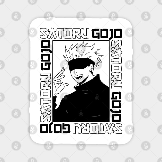 Jujutsu Kaisen Gojo Anime Black and White Magnet by Otaku Vibes