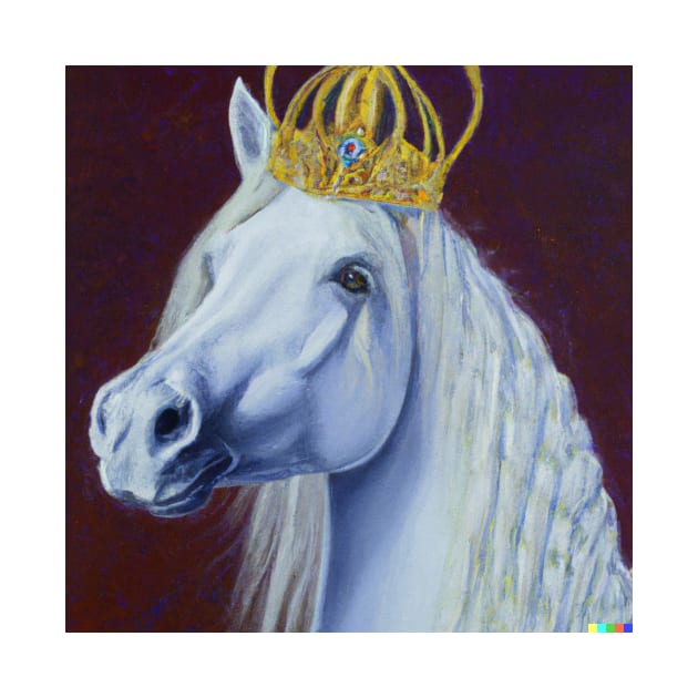 A white Horse Wearing a crown by tearsforlu