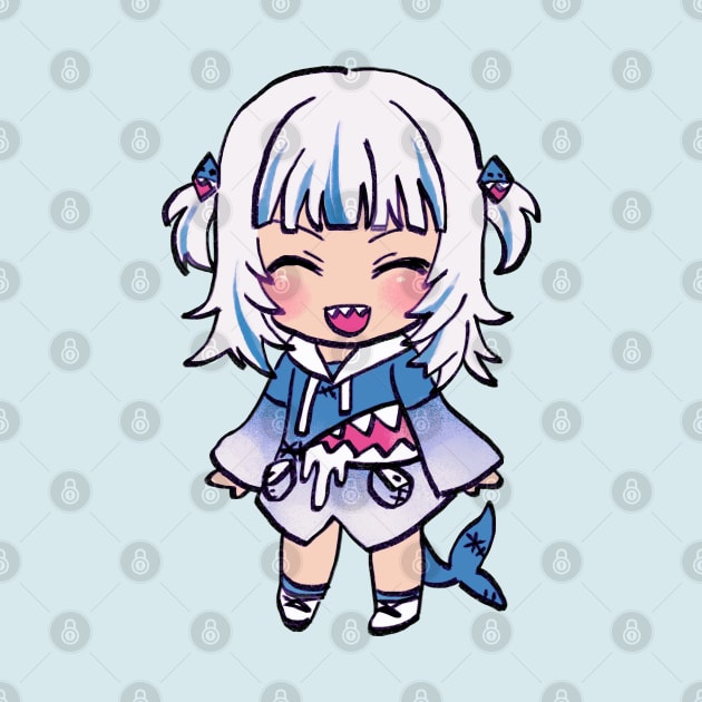 chibi happy shark girl by mudwizard