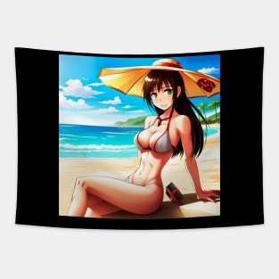 chica anime en la playa Tapestry