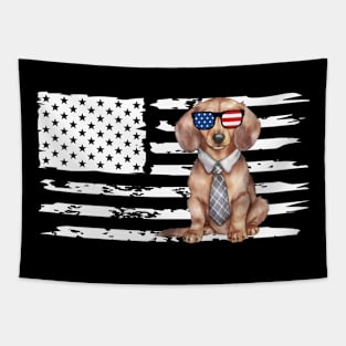 Dachshund Weiner Dog 4th of July US American Flag Patriotic Tapestry