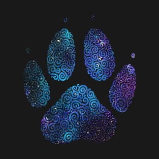 Swirly Galaxy Dog Paw T-Shirt