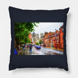 York City And Minster In The Rain Pillow