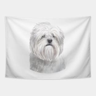 White Lhasa Apso Watercolor Art Tapestry