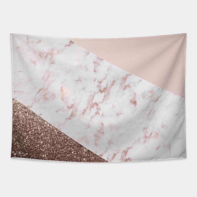Copper pink marble color block geometric Tapestry by Printable Pretty