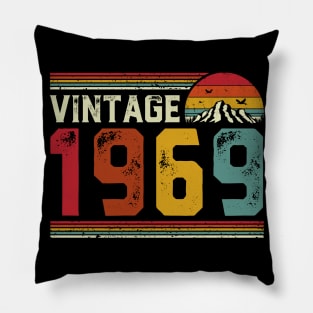 Vintage 1969 Birthday Gift Retro Style Pillow