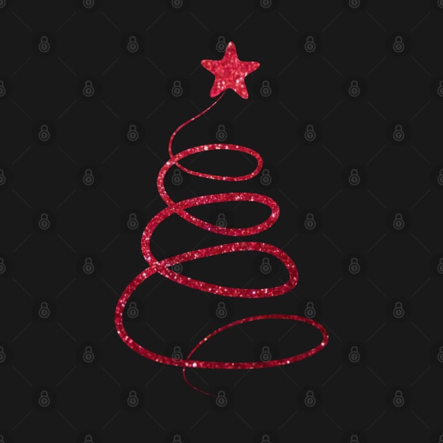 Minimalistic Red Faux Glitter Star Christmas Tree by Felicity-K