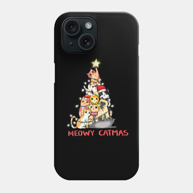 Christmas Tree Cat Phone Case by frondorfelda