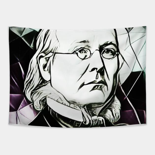 Horace Greeley Black and White Portrait | Horace Greeley Artwork 4 Tapestry by JustLit