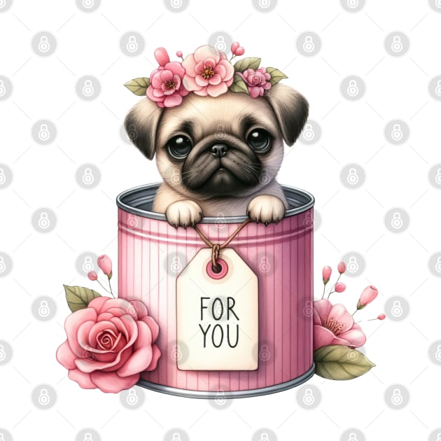 Valentine Pug Dog For You by Chromatic Fusion Studio