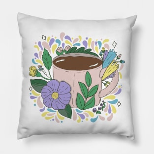 Flowers and Coffee Pillow