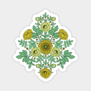 Seafoam Green, Mustard Yellow and Navy Blue Floral Magnet