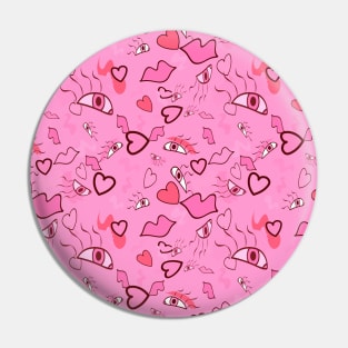 Pink Kiss Psychedelic Popart Pattern Pin