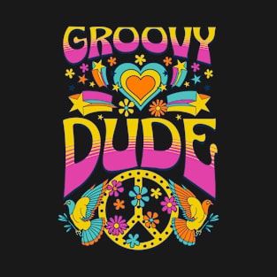 70s Retro Groovy Dude Matching Family Birthday Party T-Shirt