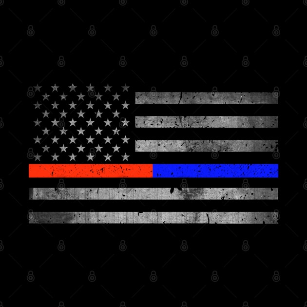 Thin Red Blue Line - Firefighter - Police Flag by bluelinemotivation