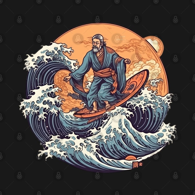 Warrior on great wave by TeePulseMania