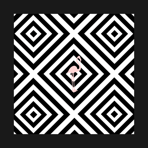 Flamingo - Abstract geometric pattern - black and white. by kerens