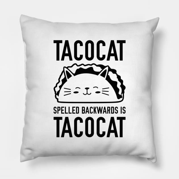 Tacocat Spelled Backwards Is Tacocat Pillow by LuckyFoxDesigns