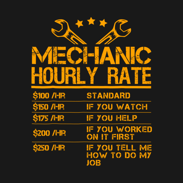 Funny Mechanic Hourly Rate Gift Shirt Labor Rates by dashawncannonuzf