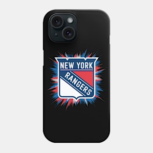 New York Rangers' logo, with bold geometric shapes and vibrant colors Phone Case