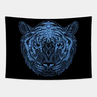 Abstract Blue Water Tiger Head Tapestry