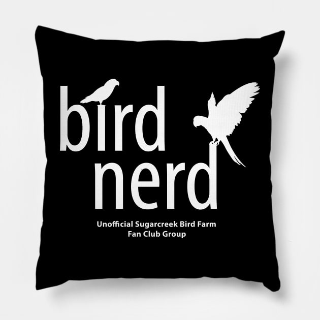 Bird Nerd - white type Pillow by Just Winging It Designs