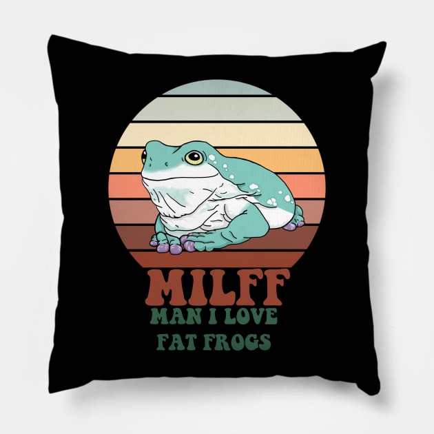 MILFF: Man I Love Fat Frogs Pillow by SNK Kreatures