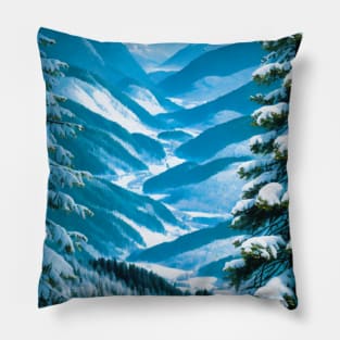 Snowy mountains in the Taiga Pillow