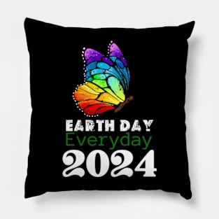 happy Earth day Everyday 2024  gift april 22 Rainbow Pillow