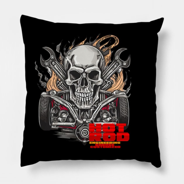 HOTROD Fire and The skull Pillow by Tjhtt Autoarts