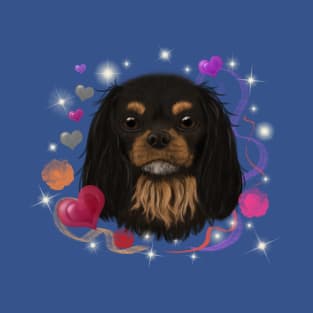 Black and Tan Cavalier King Charles Spaniel Love Design T-Shirt