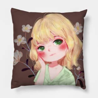 Lovely Blonde Girl Protrait Pillow