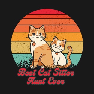 Sunset retro Best cat sitter aunt ever T-Shirt