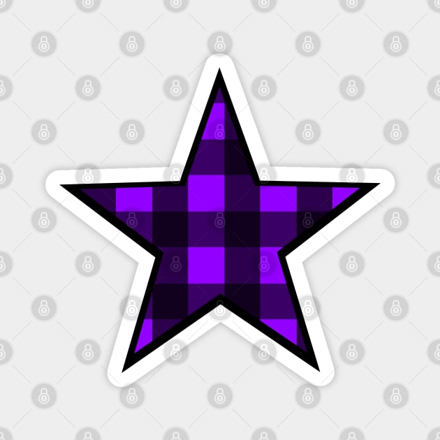 Purple and Black Buffalo Plaid Star Magnet by bumblefuzzies