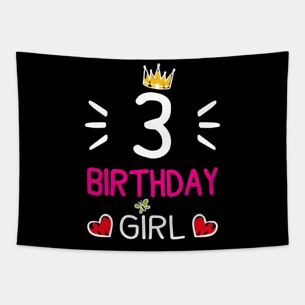 Kids 3rd Birthday Girl Crown Princess Tapestry by printedartings