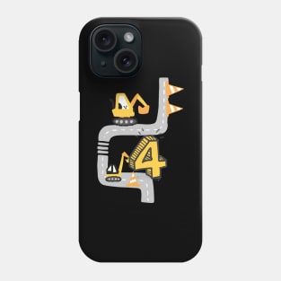 4th birthday four year old excavator birthday gift Phone Case