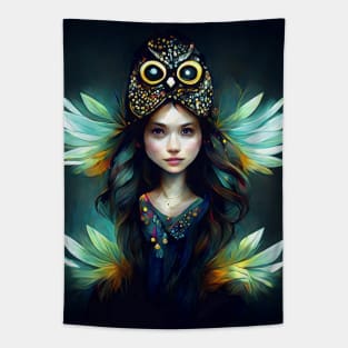 Fairy Owl Girl Tapestry