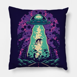 Colorful UFO Abduction // Beam Up Alien Pillow