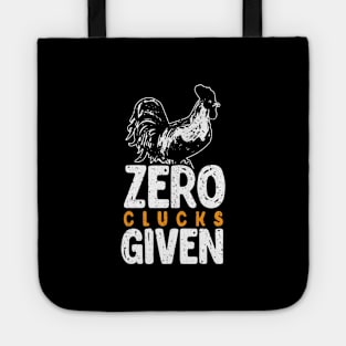 Funny Chicken, Zero Clucks Given, Humorous Farming Gift print Tote