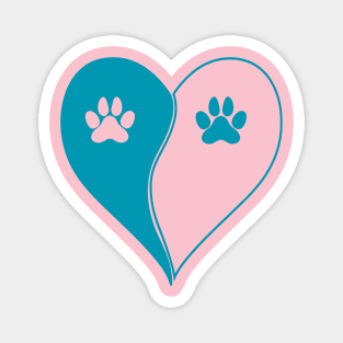 Love with pet footprint with paw and heart symbol graphic Magnet