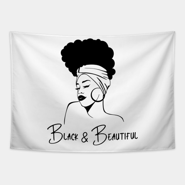 Black and Beautiful, Black Woman Tapestry by UrbanLifeApparel