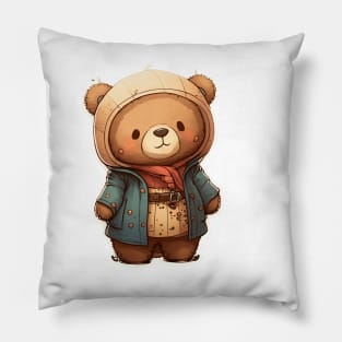 Cute Bear Cartoon Adventurer Adorable Kawaii Animal Pillow