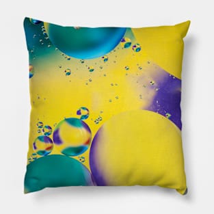 Colorful close up of oil drops in water Pillow