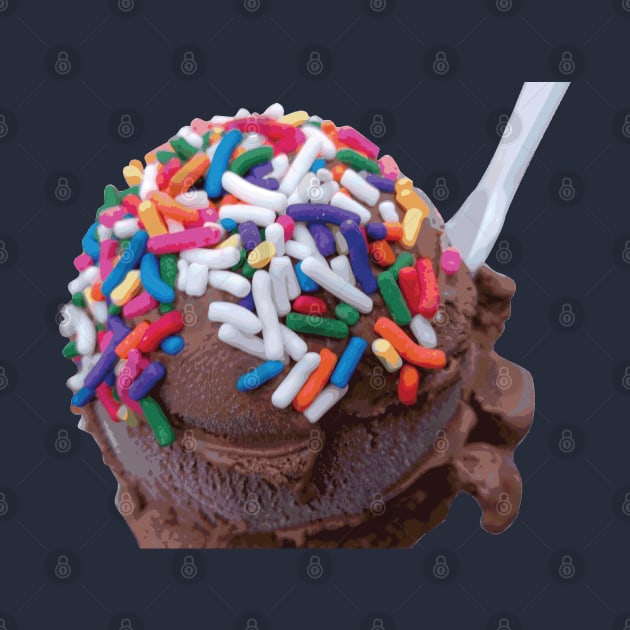 Warm Thoughts - Dark Chocolate Ice Cream with Rainbow Sprinkles by someartworker