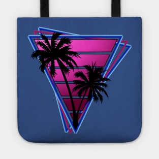 Retrowave style palm tree sunset hot pink Tote