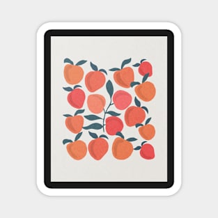 Peaches, Fruit print, Mid century art Magnet