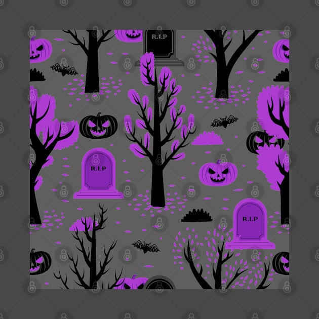 Halloween Cemetery Purple by igzine