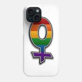 Halftone Lesbian Pride Female Gender Symbol with Rainbow Flag Background Phone Case