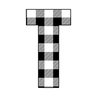 Letter T Monogram Black and White Buffalo Plaid/Check T-Shirt